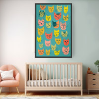 Ilustração Colorida de Gatos Loucos