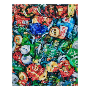 Póster Ilustração Colorida de Soda de Alumínio Esmagado