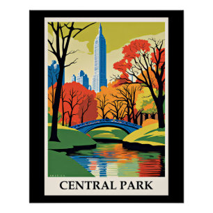 Póster Ilustração colorida do Central Park