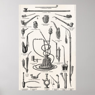 Poster Ilustração da antiguidade do cachimbo de água d