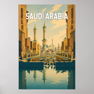 Poster Ilustração da Arábia Saudita Viagem Arte Vintage