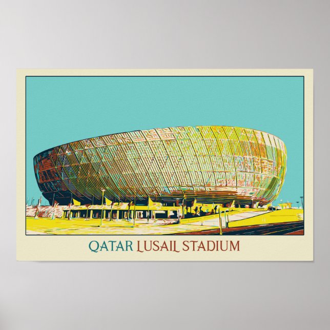 Poster Ilustração da arquitetura do Estádio Lusail Qatar (Frente)
