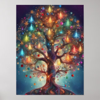 Poster Ilustração da Árvore de Natal da Vida