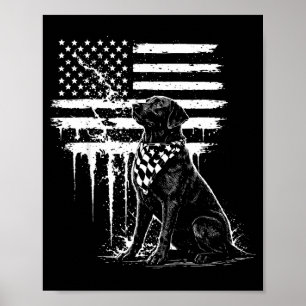 Poster Ilustração da Bandeira Americana do Labrador Preto