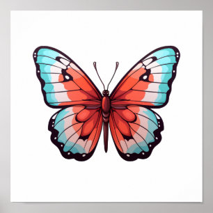 Poster Ilustração da borboleta de desenho animado