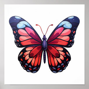 Poster Ilustração da borboleta de desenho animado