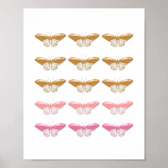 Poster Ilustração da borboleta rosa-pintada de safra (Frente)