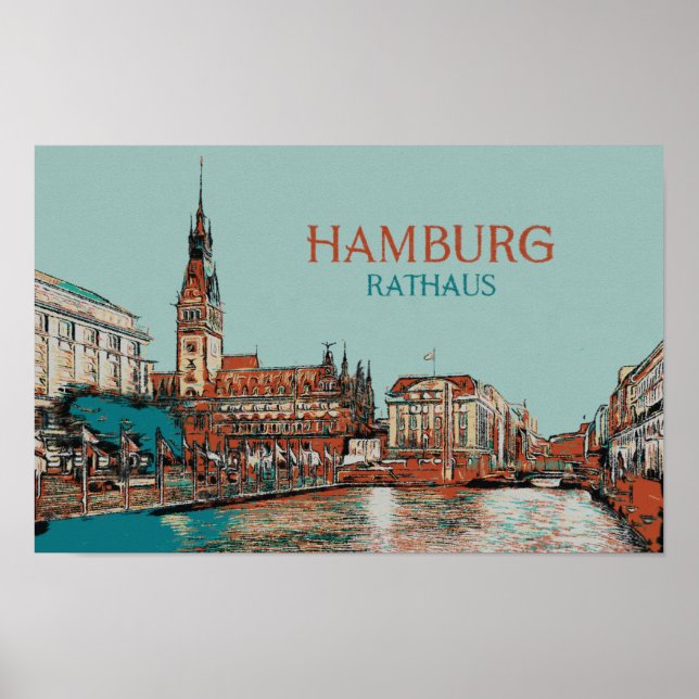 Poster Ilustração da Câmara Municipal de Hamburgo (Frente)