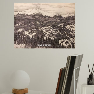 Poster Ilustração da Caneta/Lápis do Pikes Peak