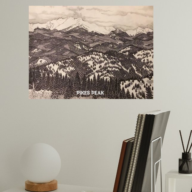 Poster Ilustração da Caneta/Lápis do Pikes Peak (Criador carregado)