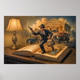 Poster ilustração da cena do livro de gangster 1920