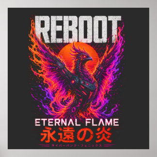 Poster Ilustração da Chama Eterna – Fênix de Fogo Neon
