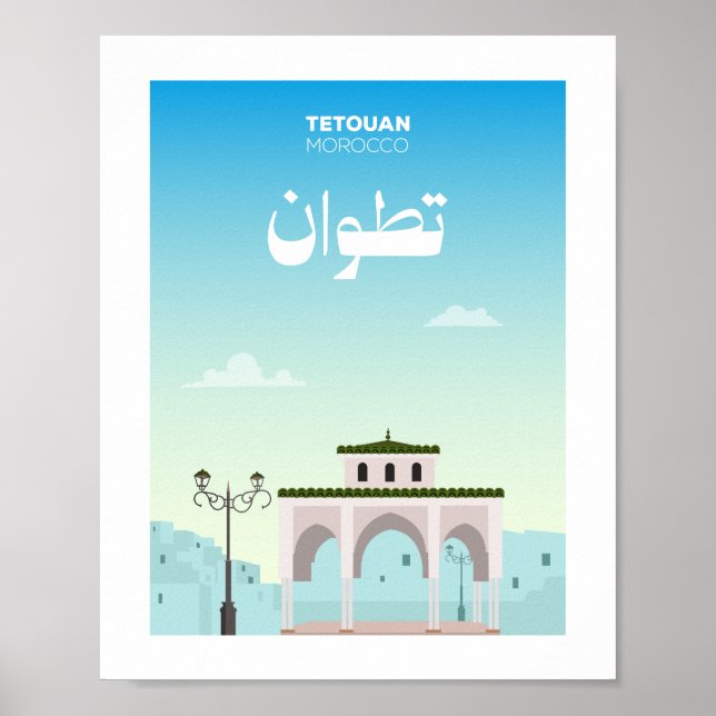 Poster Ilustração da Cidade de Tetuão Marrocos (Frente)