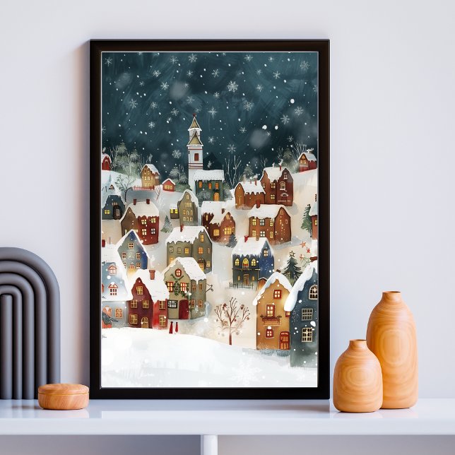Póster Ilustração da cidade de Xmas em fofo (Criador carregado)