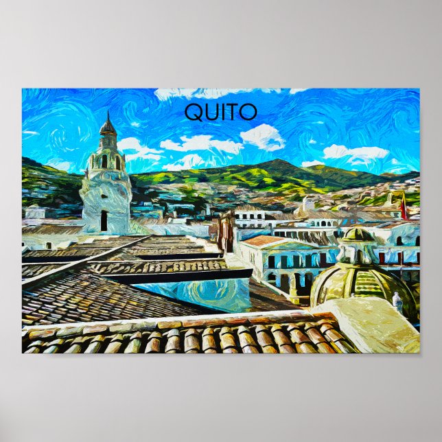 Poster Ilustração da Cidade do Equador de Quito (Frente)