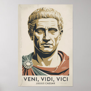 Poster Ilustração da Citação de Júlio César do Império Ro