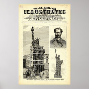 Poster Ilustração da construção da estátua da liberd