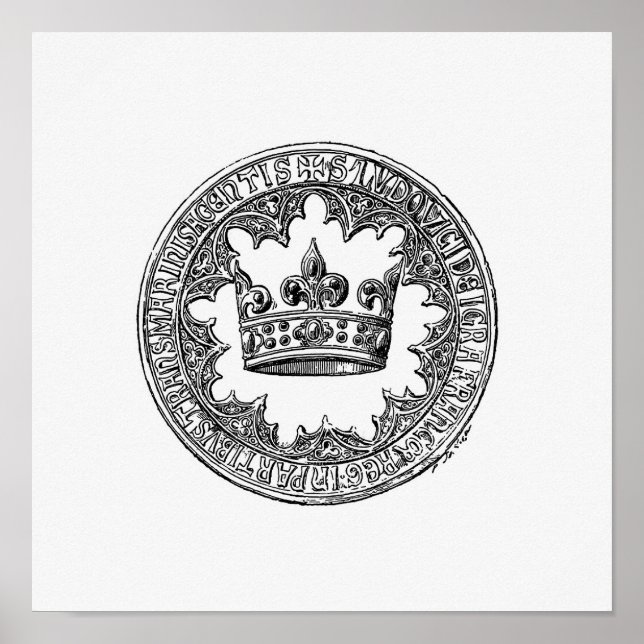 Poster Ilustração da Coroa Vintage (Frente)