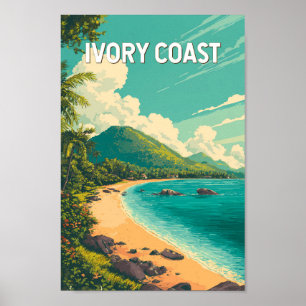 Poster Ilustração da Costa do Marfim Viagem Arte Vintage