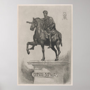 Poster Ilustração da Estátua Vintage Marcus Aurelius (