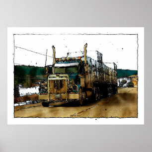 Póster Ilustração da Estrada de Transporte de Mercadorias