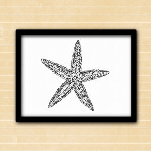 Poster Ilustração da estrela do mar em preto e branco