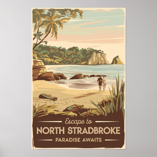 Poster Ilustração da Ilha North Stradbroke Austrália (Frente)