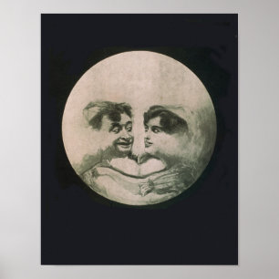 Poster Ilustração da Lua Surrealista da Vintage