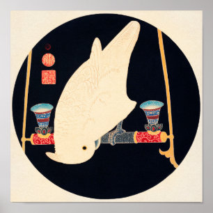 Poster Ilustração da Macaw Branca por Ito Jakuchu