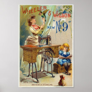 Poster Ilustração da máquina de costura por safra