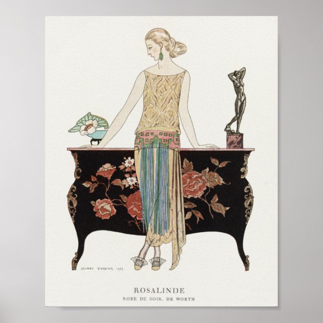 Poster Ilustração da Moda Barbier de Art Deco 1922 (Frente)