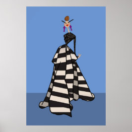 Poster Ilustração da Moda das Mulheres em Stripes Pretas