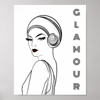 Poster Ilustração da Mulher Glamor Art Deco