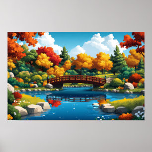 Poster Ilustração da Natureza do Jardim Desenho de Cores