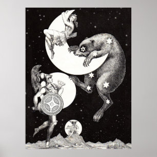 Poster Ilustração da Noite de Deus do Universo Celestial