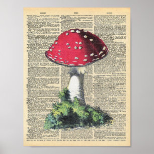 Poster Ilustração da página do dicionário de cogumelo