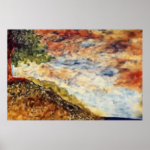 Poster Ilustração da Paisagem da Floresta Mágica do outon