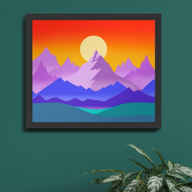 Poster Ilustração da Paisagem da Montanha Rochosa Sunset (Criador carregado)