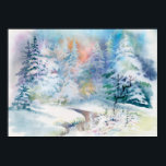 Poster Ilustração da paisagem invernal em aquarela<br><div class="desc">Ilustração da paisagem invernal em aquarela</div>