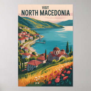 Poster Ilustração da paisagem urbana da Macedônia do Nort