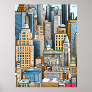 Poster Ilustração da paisagem urbana de Nova York