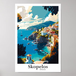 Poster Ilustração da pintura de Viagem de Grécia do Skope