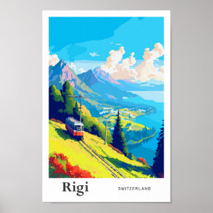 Poster Ilustração da pintura de Viagem de Suiça de Rigi