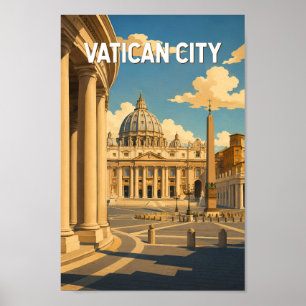 Poster Ilustração da Praça de São Pedro na Cidade do Vati
