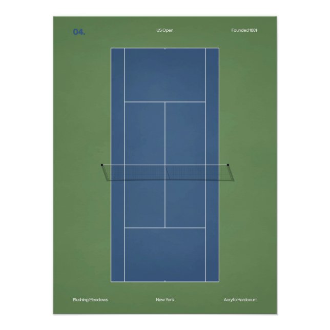 Póster Ilustração da quadra de tênis do US Open (Frente)