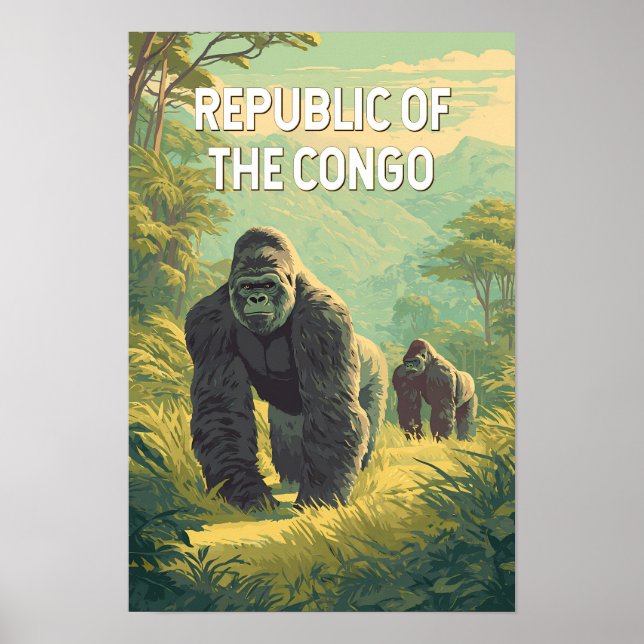 Poster Ilustração da República do Congo Viagem Arte (Frente)