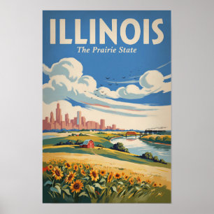 Poster Ilustração da Silhueta de Chicago Illinois Arte de