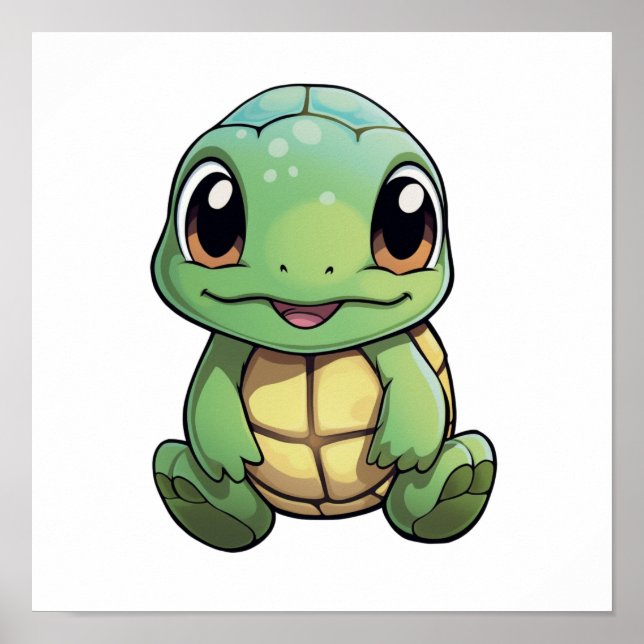 Poster Ilustração da tartaruga de desenho animado (Frente)