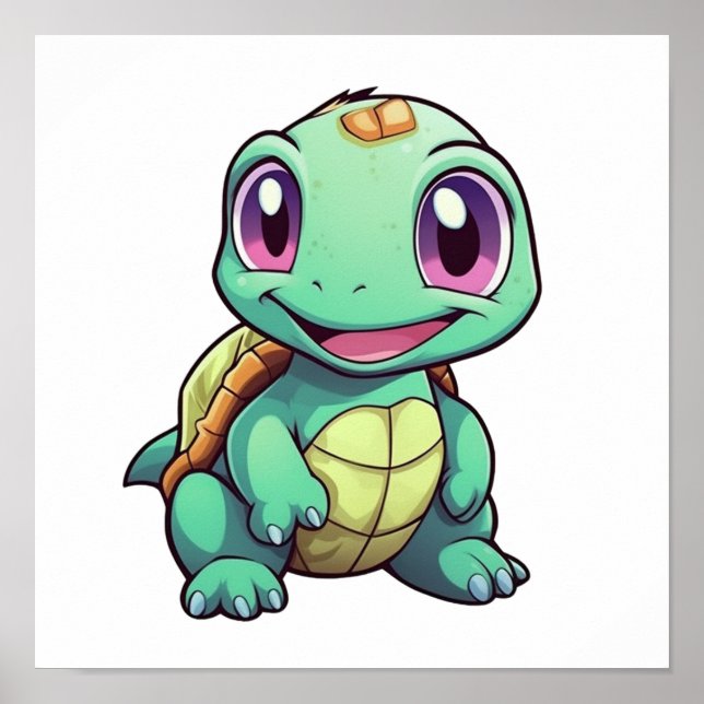 Poster Ilustração da tartaruga de desenho animado (Frente)