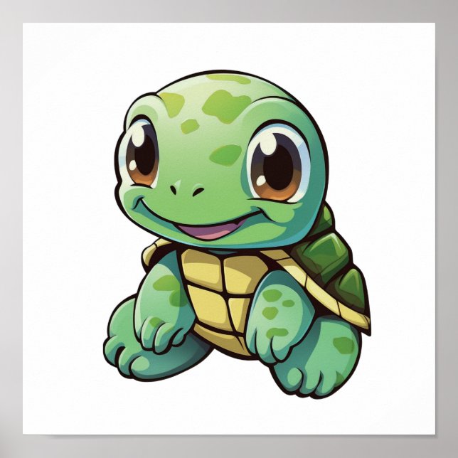 Poster Ilustração da tartaruga de desenho animado (Frente)